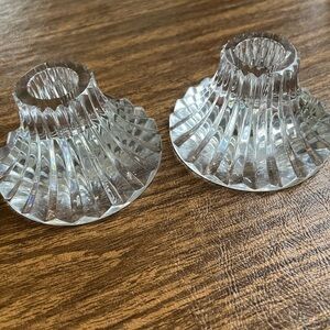Baccarat Clear Ribbed Crystal Candle Holders (Pair)